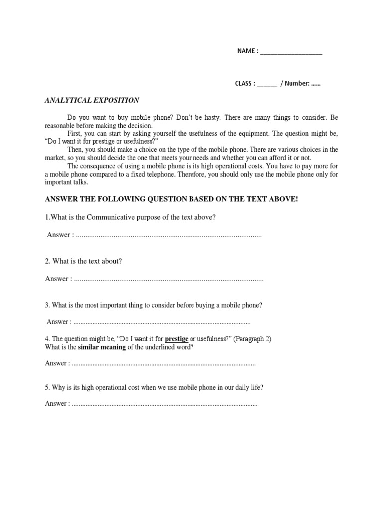 Soal Essay Analytical Exposition Kls Xi Genap