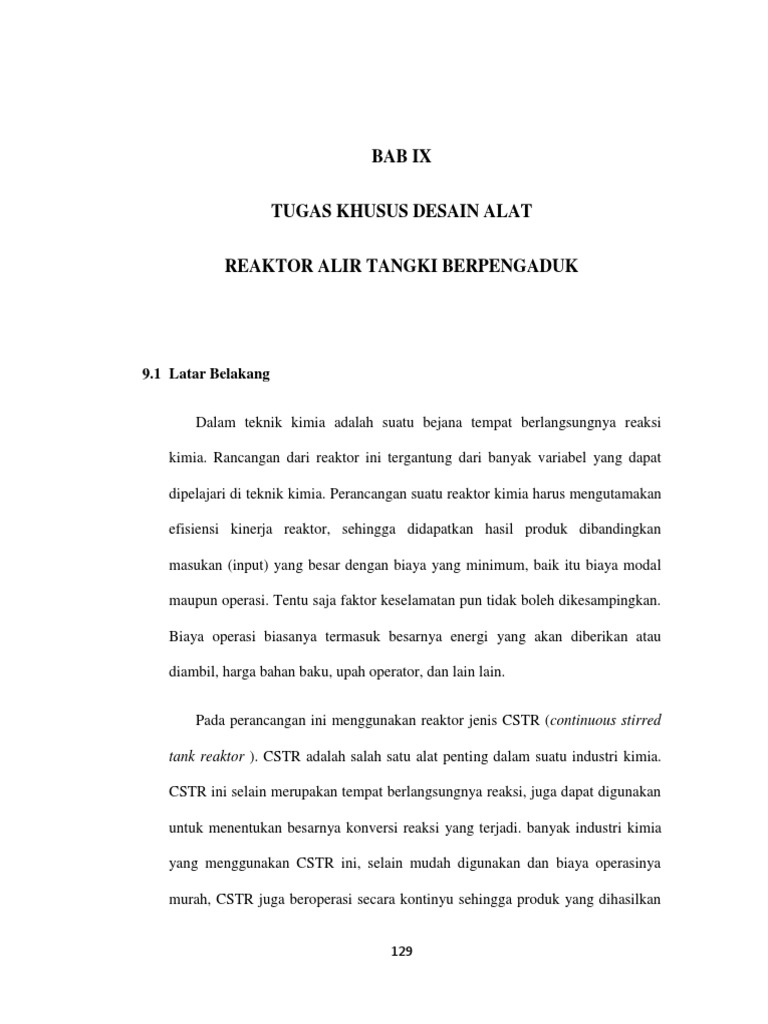 Reaktor Alir Tanki Berpengaduk (RATB/CSTR) | PDF