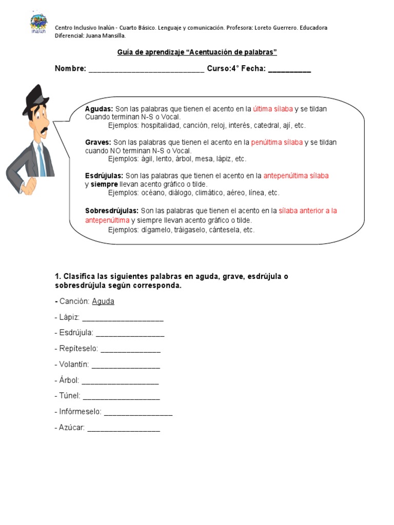 Como Es Una Palabra Aguda Grave O Esdrujula Agudas, Graves y Esdrujula | PDF | Mecánica del lenguaje | Notación