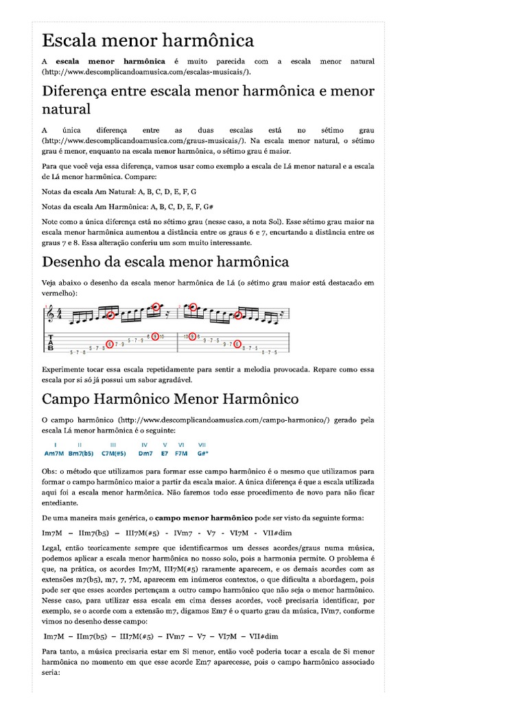 Escala Menor Harmônica - Teoria Musical | PDF | Teoria da Música ...