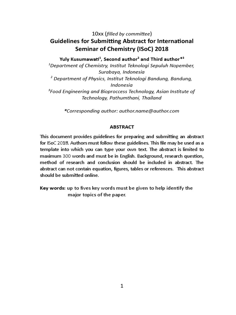 ISoC 2018 Abstract Submission Guidelines | PDF
