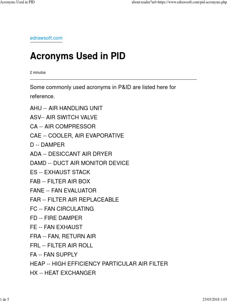 Acronyms Used in PID PDF Bienes manufacturados Equipo
