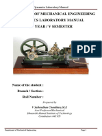 Department of Mechanical Engineering Dynamics Laboratory Manual Iii Year / V Semester