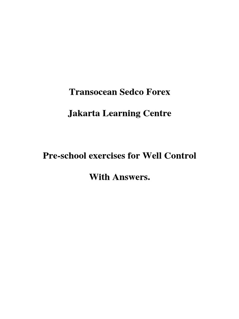 Well Control Exercises - pdf1 | PDF | Casing (Borehole) | Chemical ...