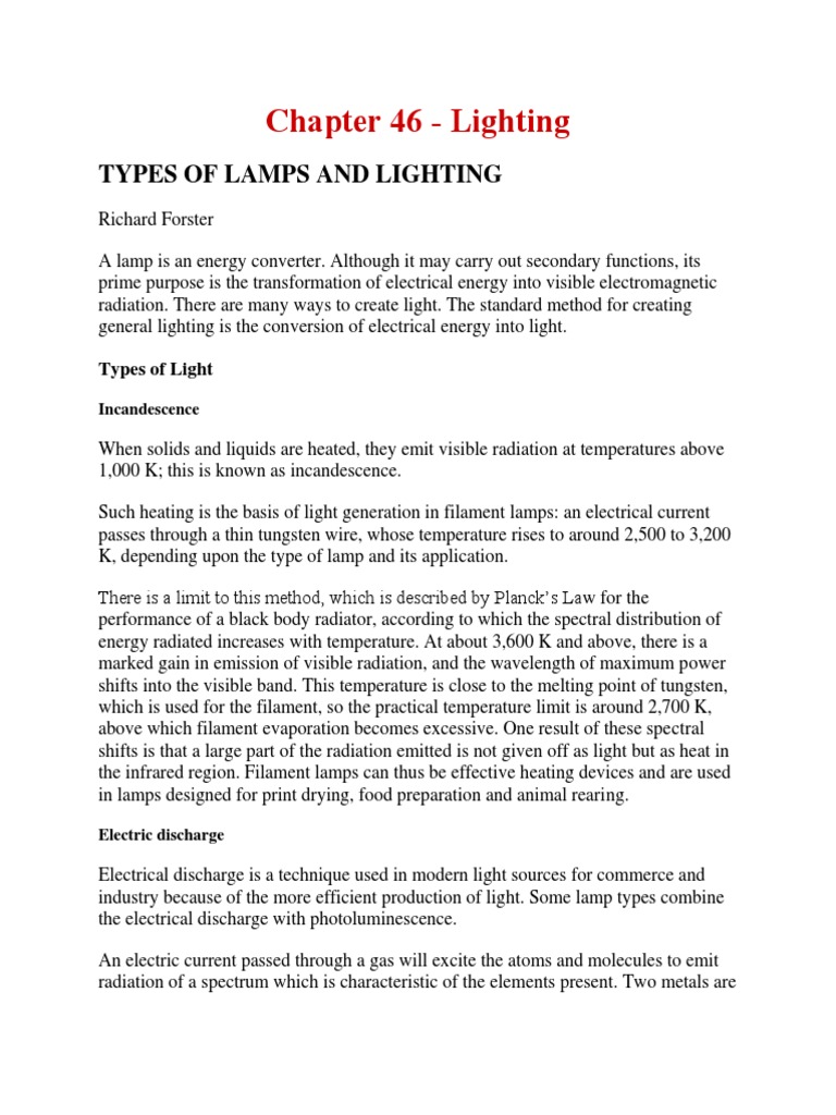 An Overview of Lighting Technologies Exploring the Different Types of Lamps, Their Applications