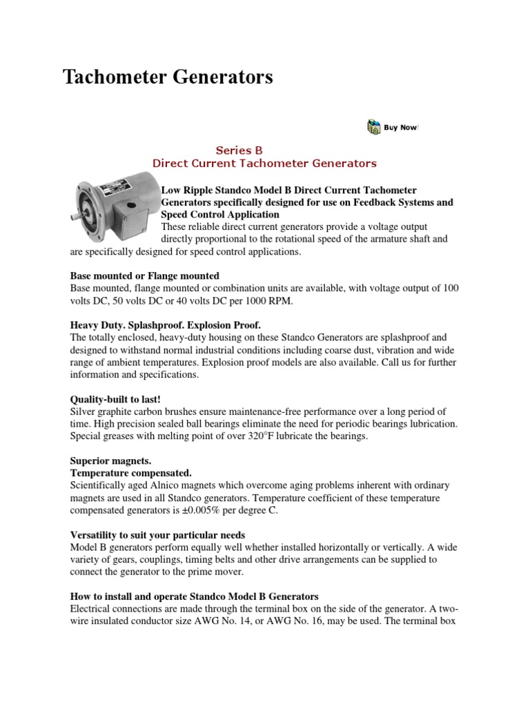 DC Tachometer Generators Overview | PDF | Electric Generator | Direct  Current, image size:768x1024