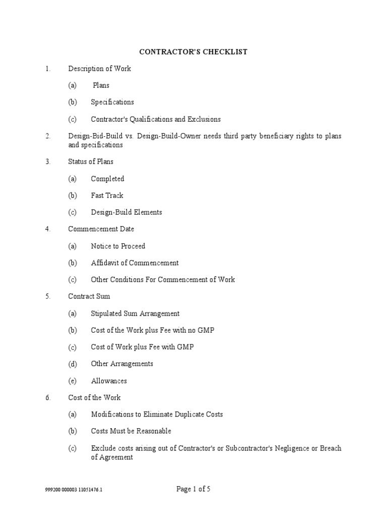 Contractors Checklist PDF | PDF | Insurance | Arbitration