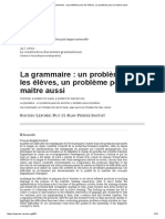 La Grammaire _ Un Problème Pour Les Élèves, Un Problème Pour Le Maitre Aussi