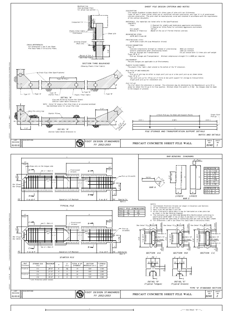 Concrete Sheet Pile Drawing PDF Deep Foundation Prestressed Concrete