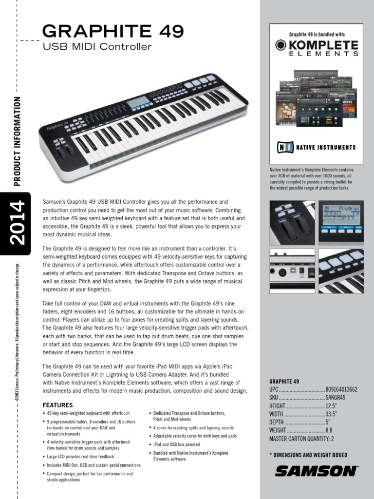 Graphite 49 Cutsheet-1 | PDF | Sintetizador | Sonido