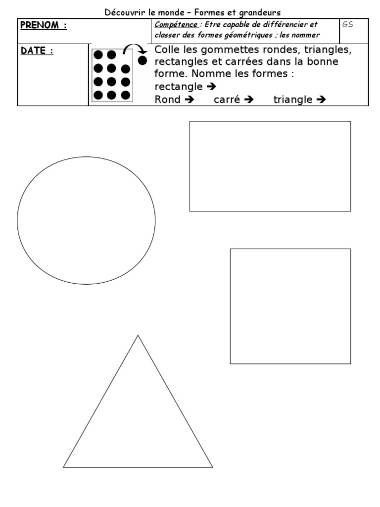 Activités sur les formes géométriques GS | PDF | Méthodes et références ...
