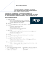 Resume Requirements and Rubric