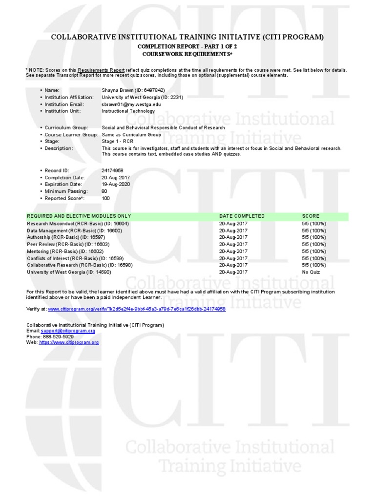 Collaborative Institutional Training Initiative Citi Program Pdf