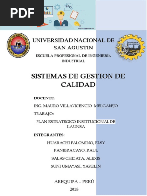 Plan Estrategico Unsa Docx Universidad Educacion Mas Alta