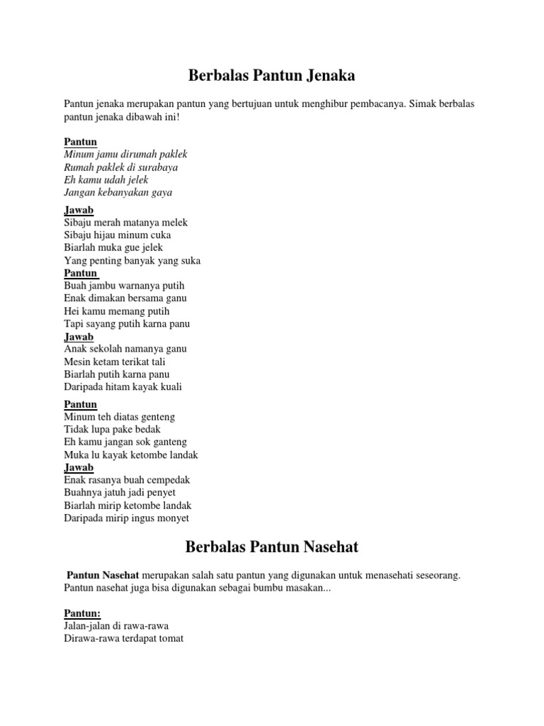 Berbalas Pantun Jenaka Berbalas Pantun Jenaka