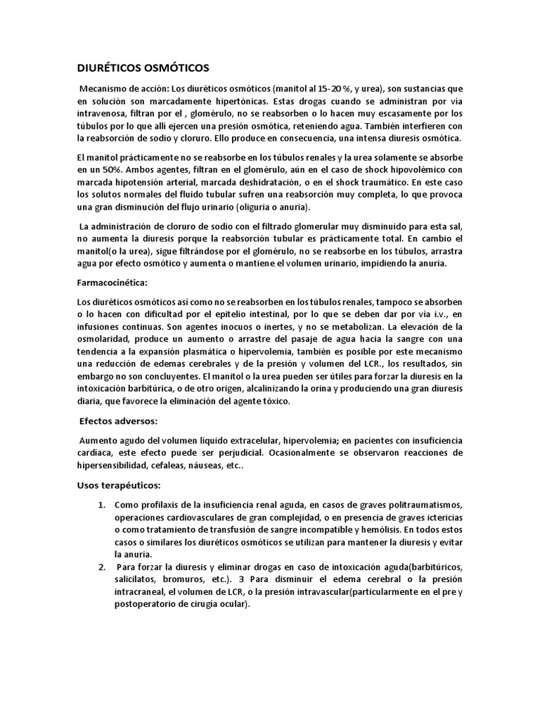 DIURÉTICOS OSMÓTICOS | PDF | Sodio | Riñón