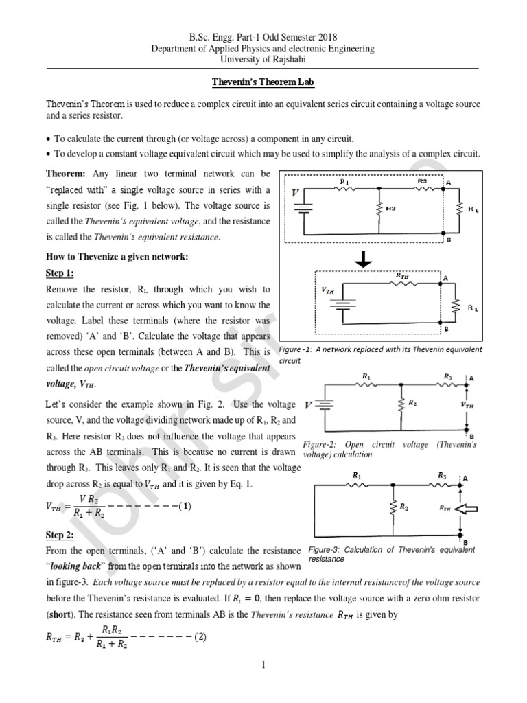 Thevenin's Theorem Lab Experiment | PDF | Electrical Network | Series ...