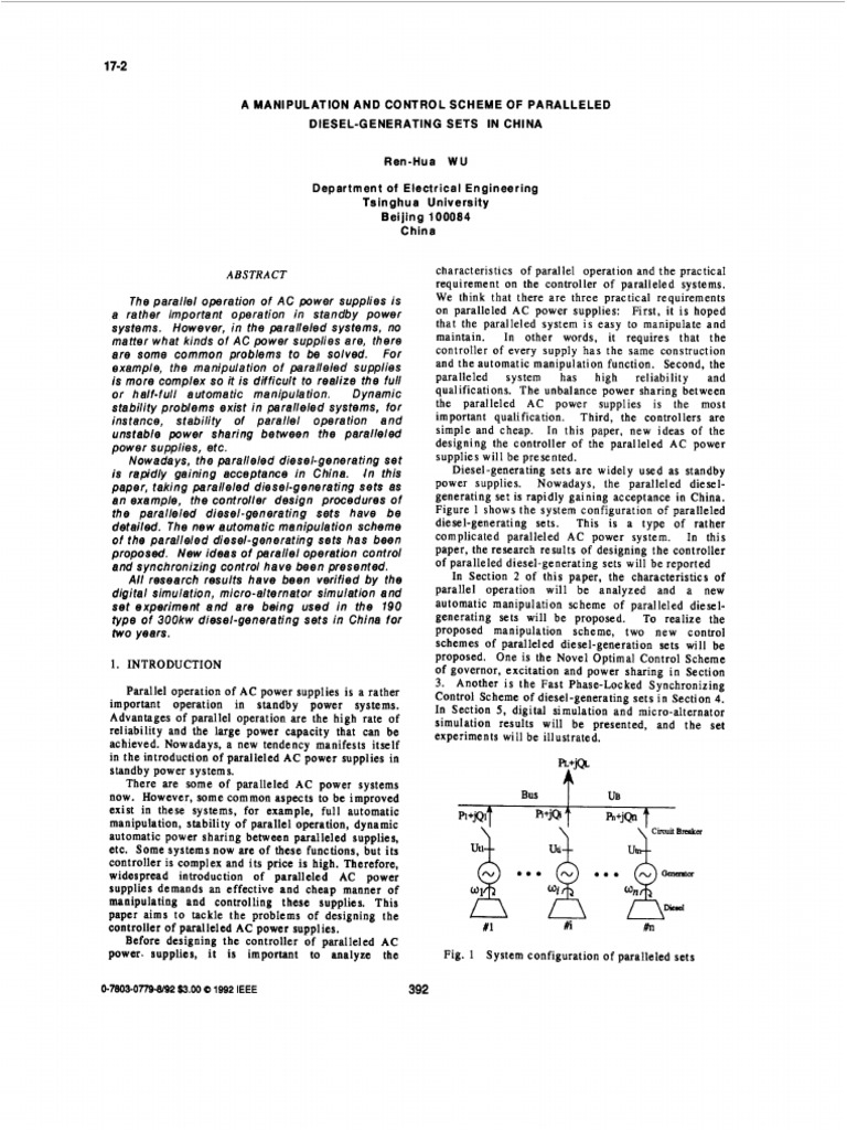 Of Of: A Manipulation and Control Scheme of Paralleled Diesel ...