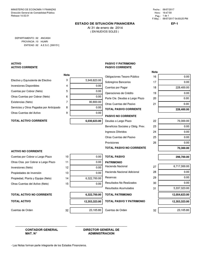 Estado de Situacion Financiera | PDF | Contabilidad | Finanzas (general)
