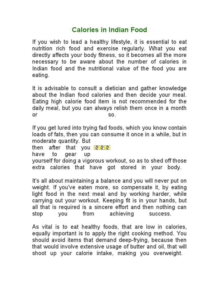 NUTRITIONAL VALUE OF INDIAN FOOD PDF visual data 2