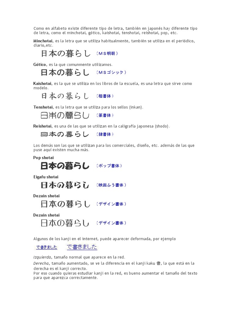 Abecedario Japones En Español Letra Por Letra Tipos de Letra en Japon | PDF