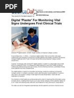 Digital 'Plaster' For Monitoring Vital Signs Undergoes First Clinical Trials