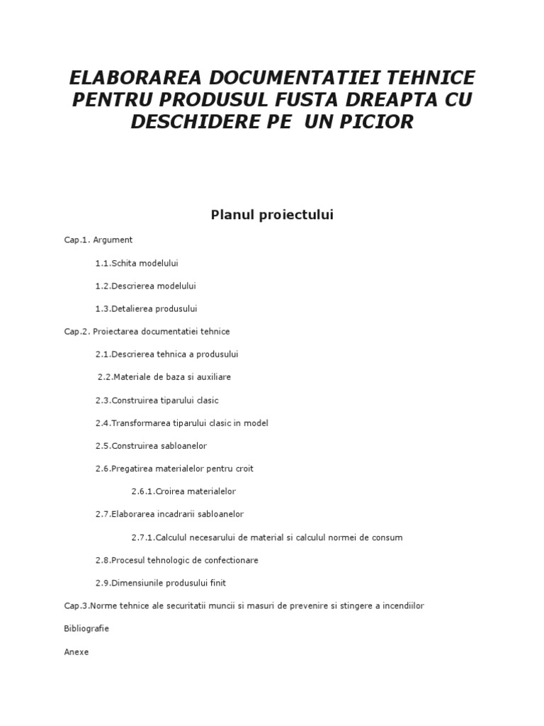 Elaborarea Documentatiei Tehnice Pentru Produsul | PDF