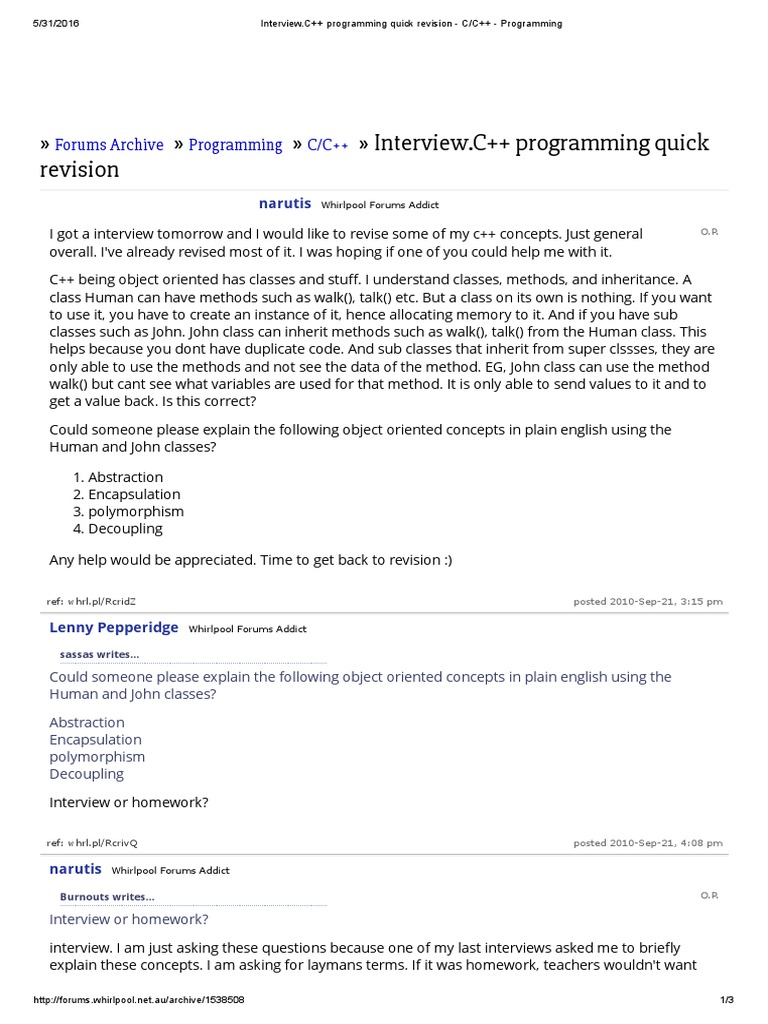 Interview.C++ Programming Quick Revision | PDF | C++ | Method (Computer ...
