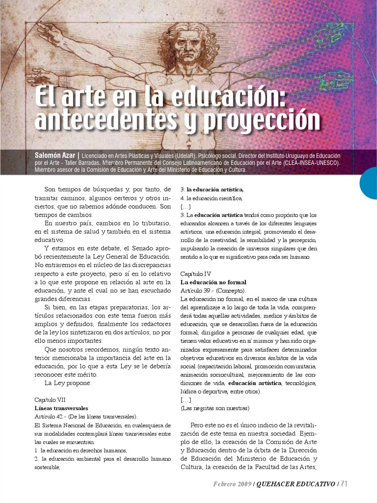 El Arte en La Educacion | PDF | Educación en artes visuales | Leonardo ...
