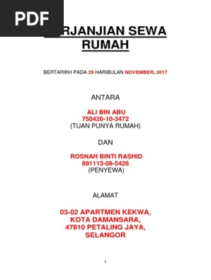 Download Surat Perjanjian Sewa Rumah 2018