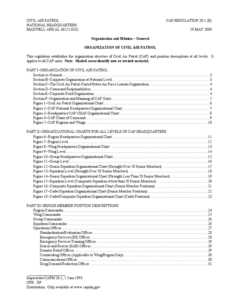 CAP Regulation 20-1: Organization Structure | PDF | Wing (Military ...