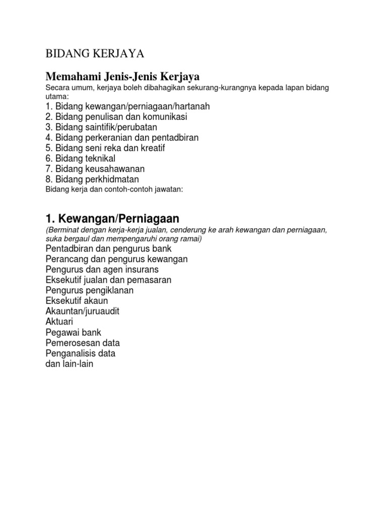 Bidang Kerjaya  PDF