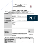 Project Selection Form: School of Mathematics, Computer Science & Engineering