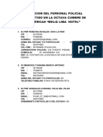 Informacion Del Personal Policial Comprometido en La Octava Cumbbre de Las Américas