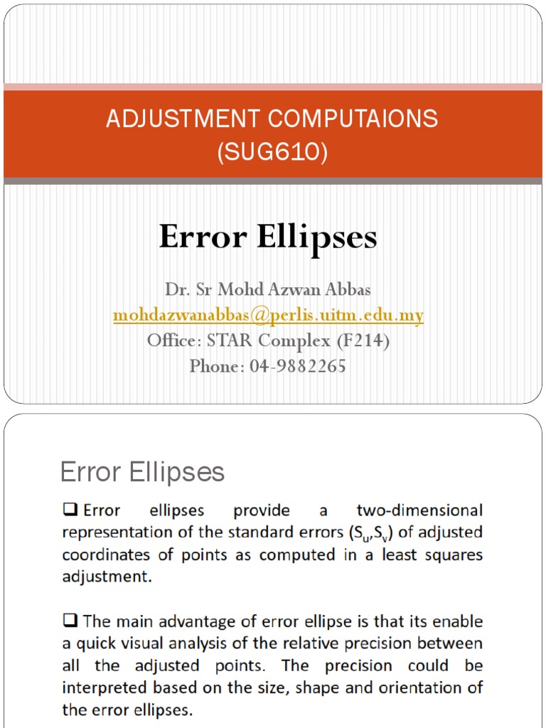 Error Ellipses in Adjustment Computations | PDF