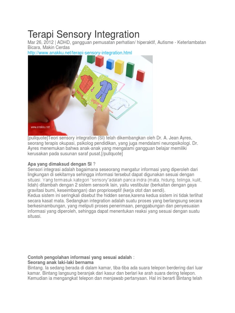 Terapi Sensori Integrasi untuk Anak | PDF | Self-Improvement | Wellness