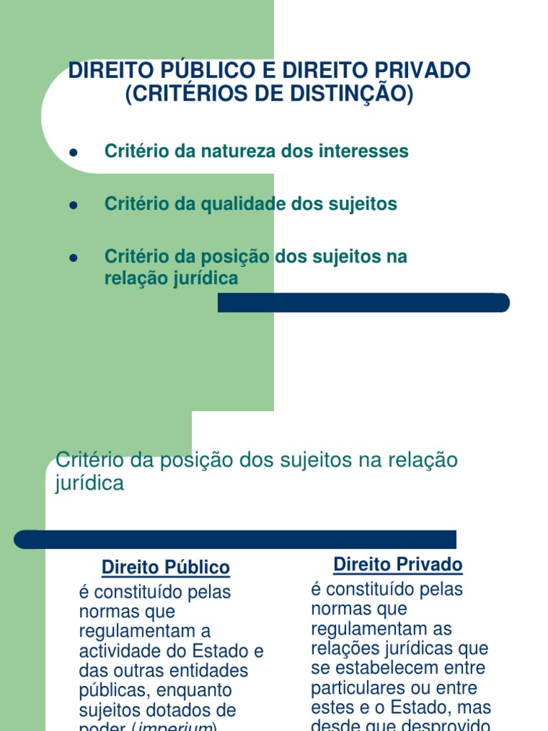 Distinções entre Direito Público e Privado | PDF | Estado | Direito Público