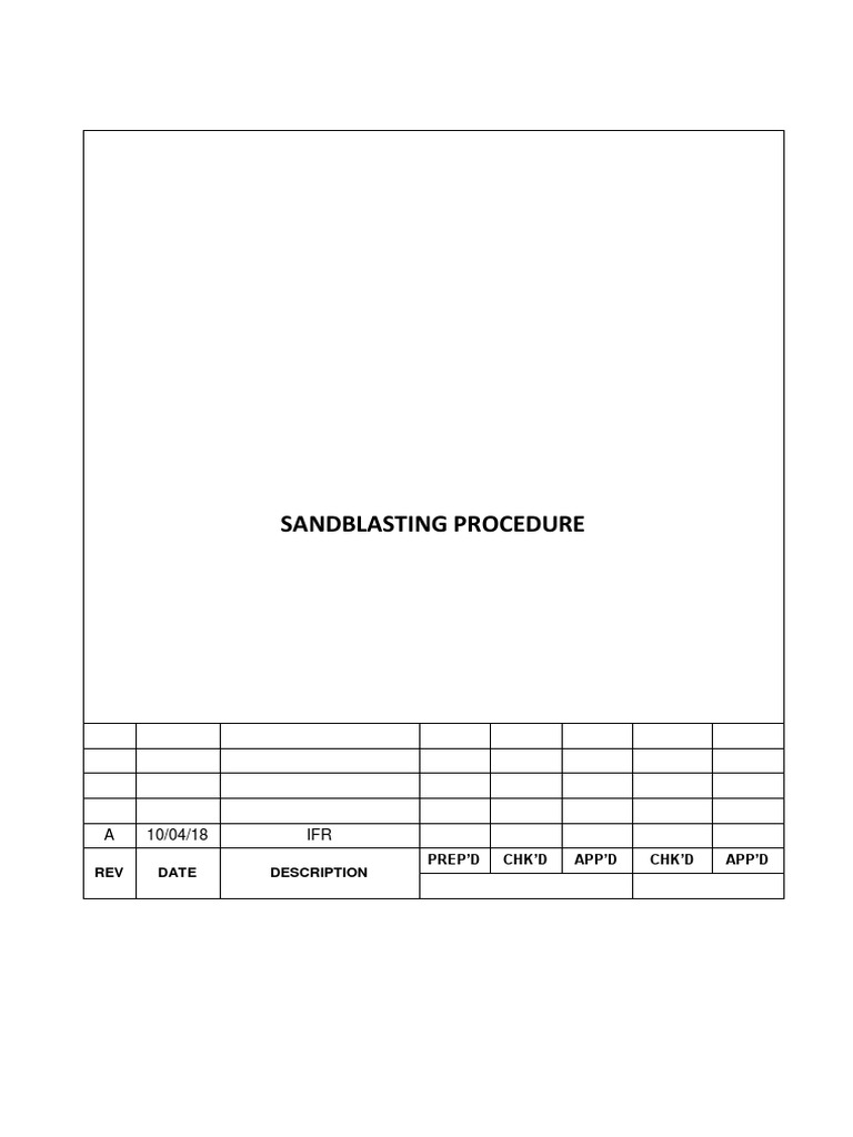 Sandblasting Procedure PDF Nature