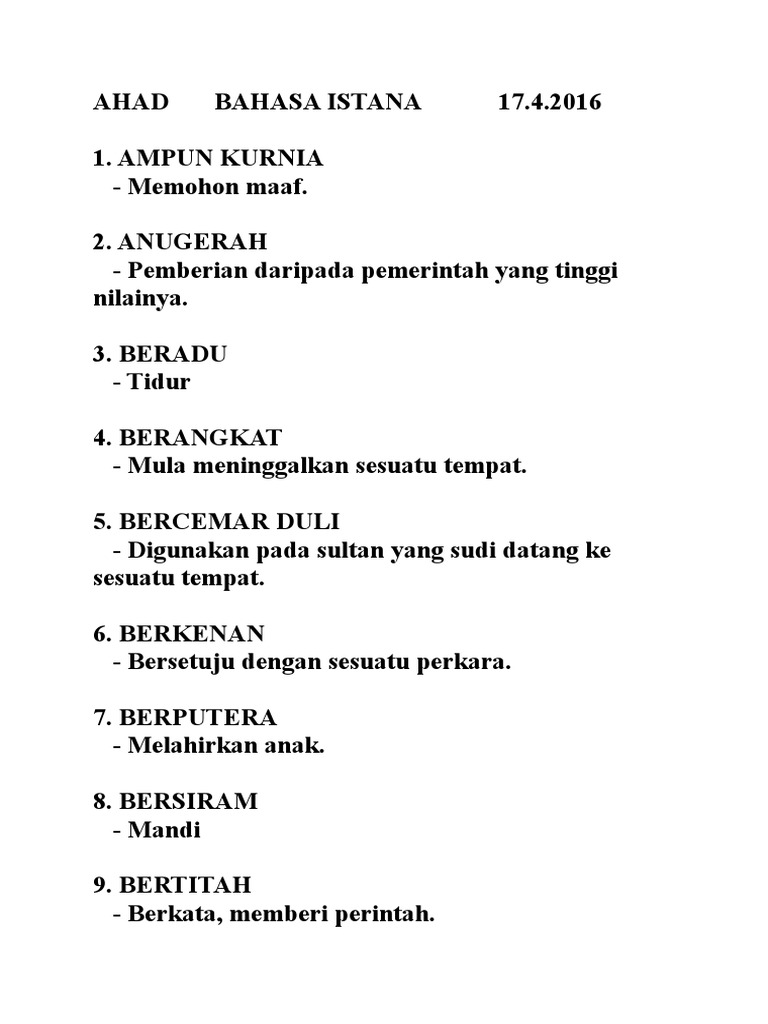 Bahasa Istana Pdf