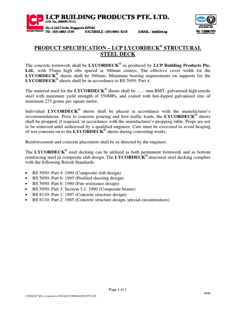LCP LYCORDECK Specification | PDF