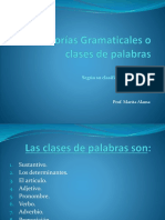 Categorías Gramaticales o Clase de Palabras I