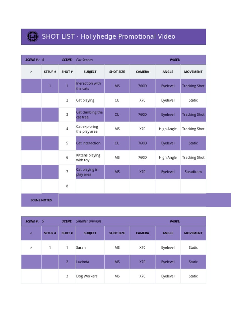 Shot List 2 1 | PDF | Camera | Optics