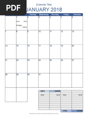 Budget Calendar