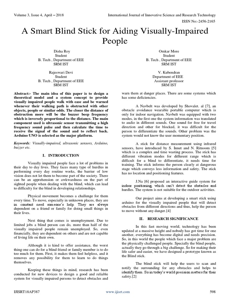 Blind stick research paper picture