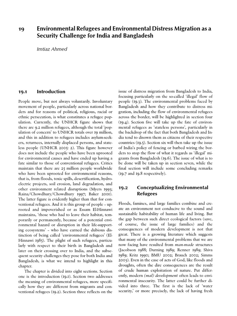 19 Environmental Refugees and Environmental Distress Migration As A ...
