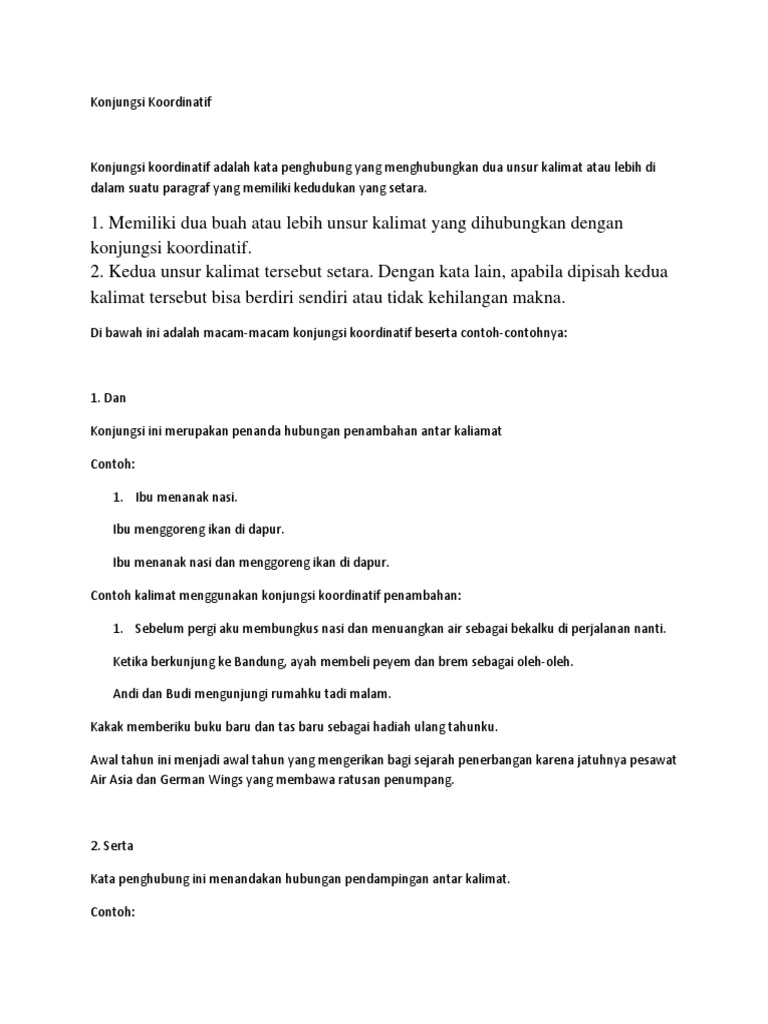 Contoh Kalimat Menggunakan Konjungsi Contoh AJa