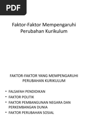 Faktor Faktor Mempengaruhi Perubahan Kurikulum Pdf