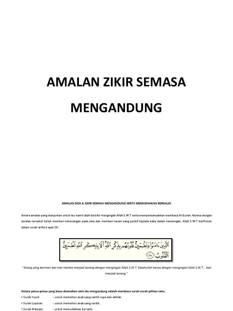 Amalan Zikir Semasa Mengandung Pdf