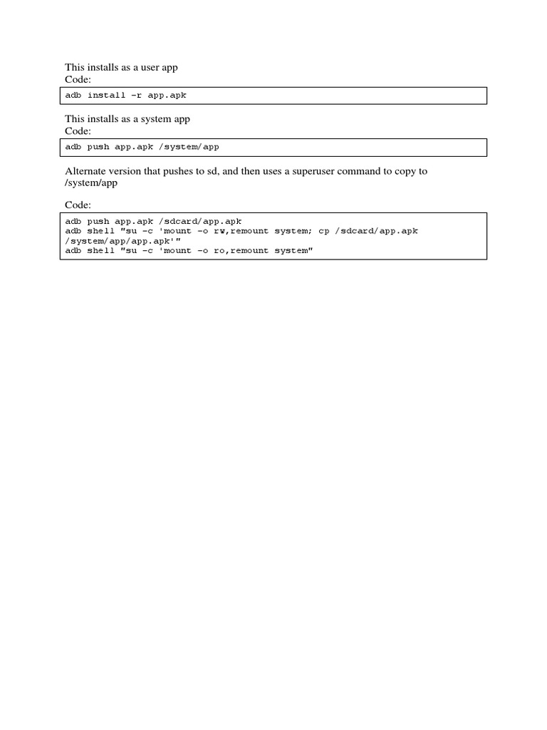ADB App Installation Methods | PDF