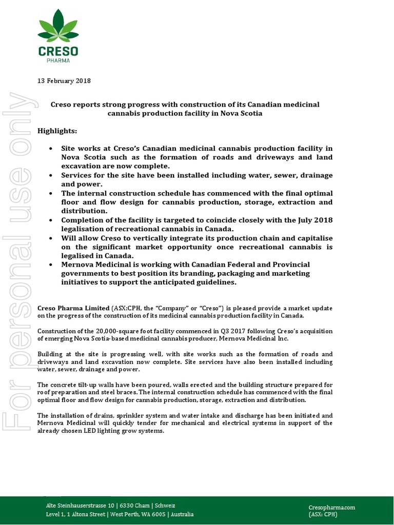 CRESO Pharma Press Release PDF Canada Pharmaceutical